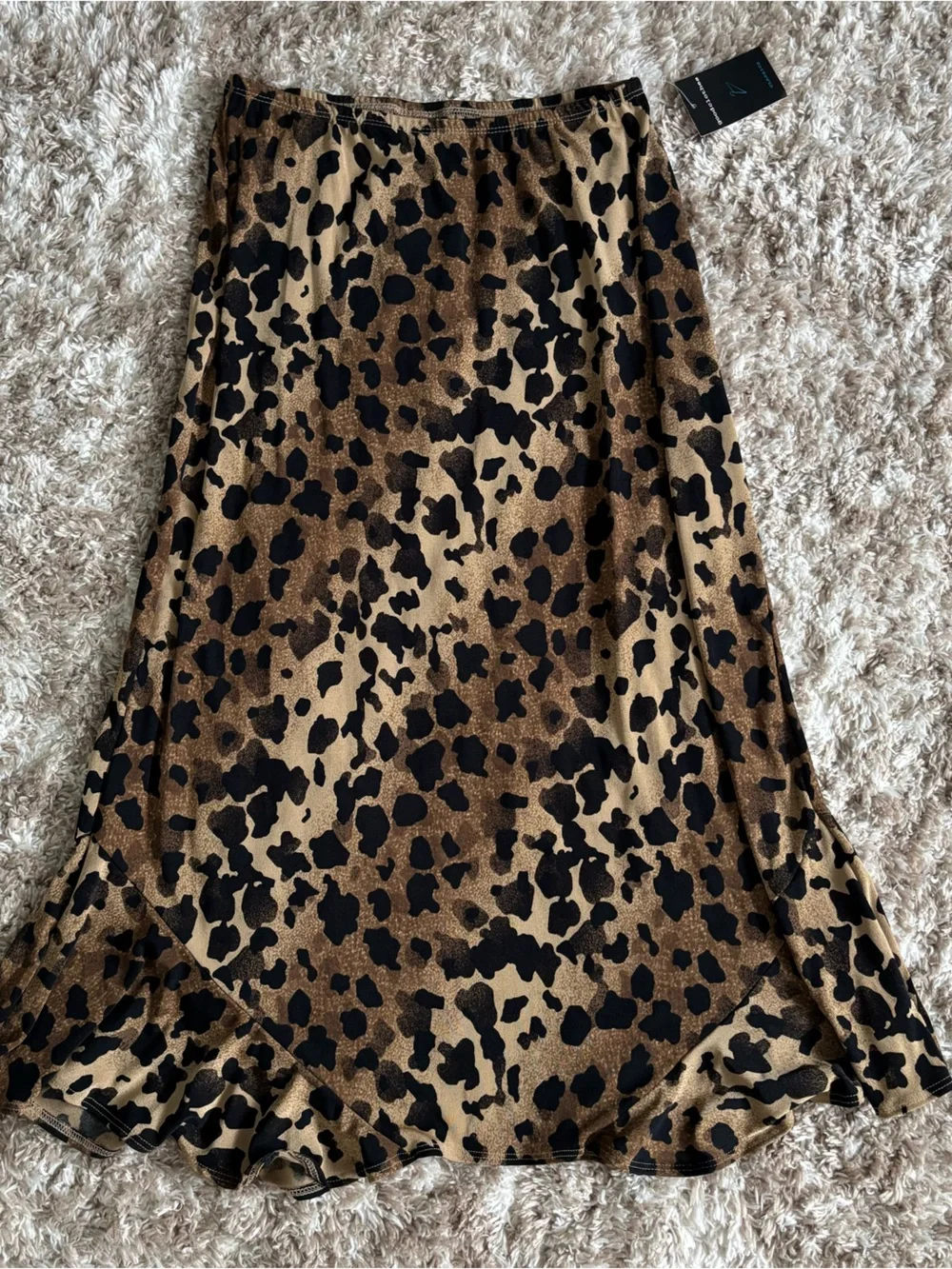 Animal Print Midi Skirt in Brown and Black